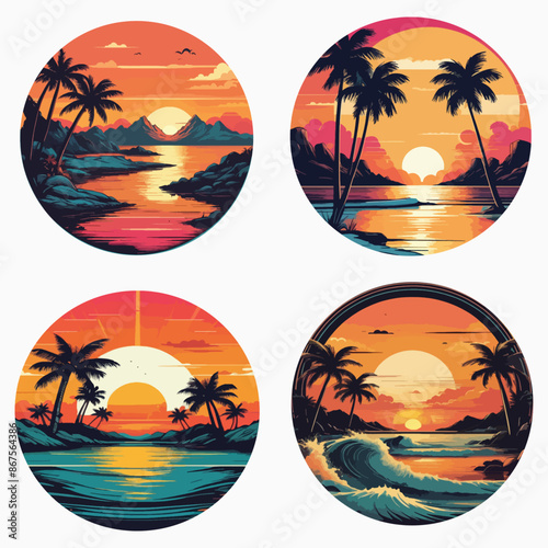 Sunset design for t shirt retro style photo