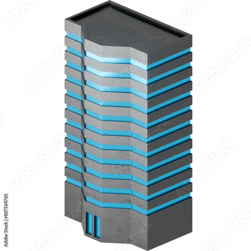 3D Isometric Futuristic Building