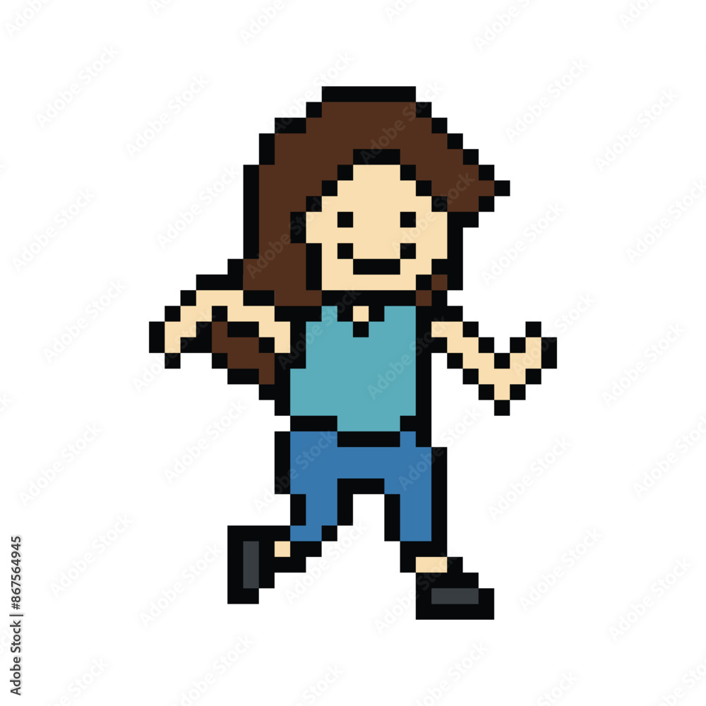 Cute pixel cartoon 8bit character woman run or running jog lifestyle for decoration life style 8 bit female jog marathon exercise vector. Cute pixel cartoon 8bit character woman run or running jog lifestyle for decoration life style 8 bit female jog marathon exercise vector.