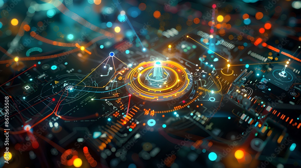 Obraz premium create a conceptual image of IoT with a central hub