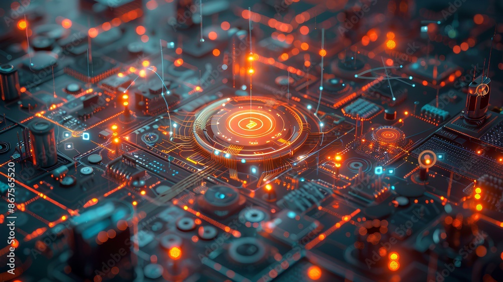 Obraz premium create a conceptual image of IoT with a central hub