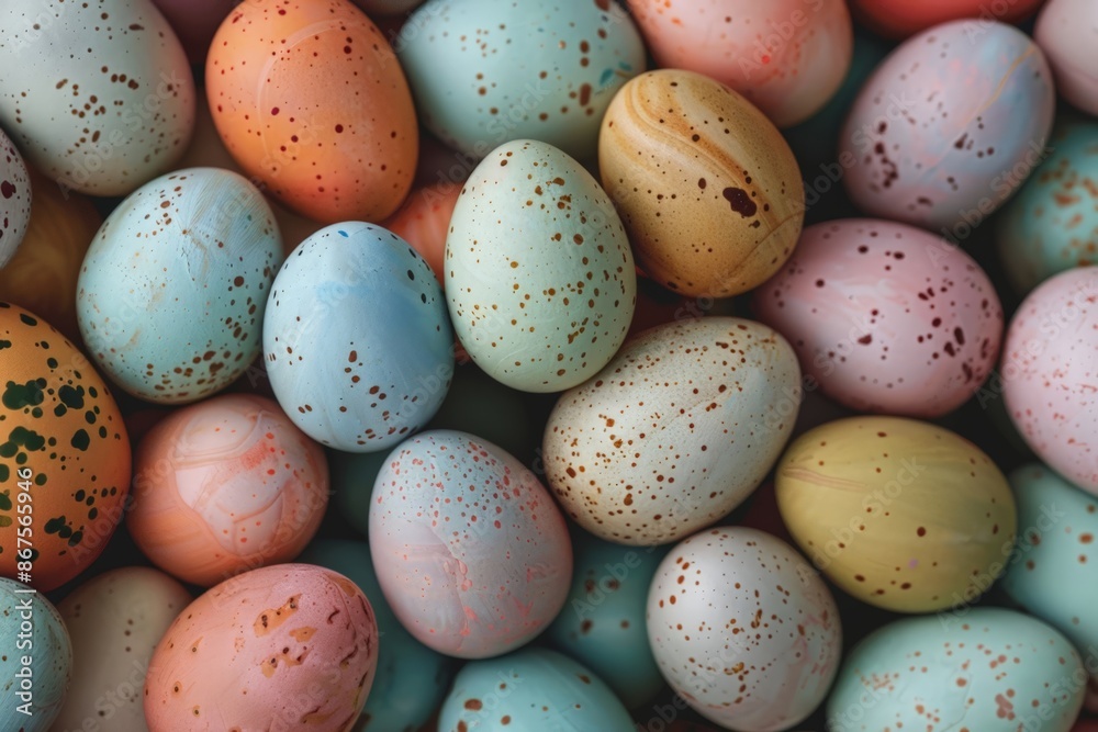 Vibrant Pastel Eggs with Speckles, Perfect for Easter Decor Vibrant Pastel Eggs with Speckles, Perfect for Easter Decor