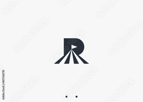 letter r with tent party logo design vector silhouette illustration