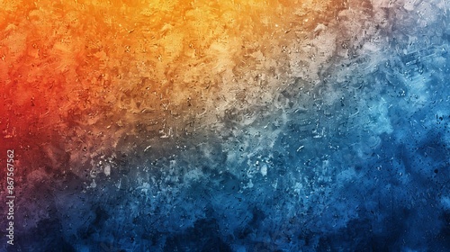 Abstract grungy texture gradually transitioning from orange to blue, serving as a versatile background or wallpaper illustration