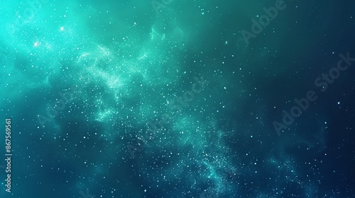 Abstract starry nebula in shades of teal and blue provides an enchanting scene suitable for a wallpaper or background, acclaimed as a best-seller illustration © qorqudlu