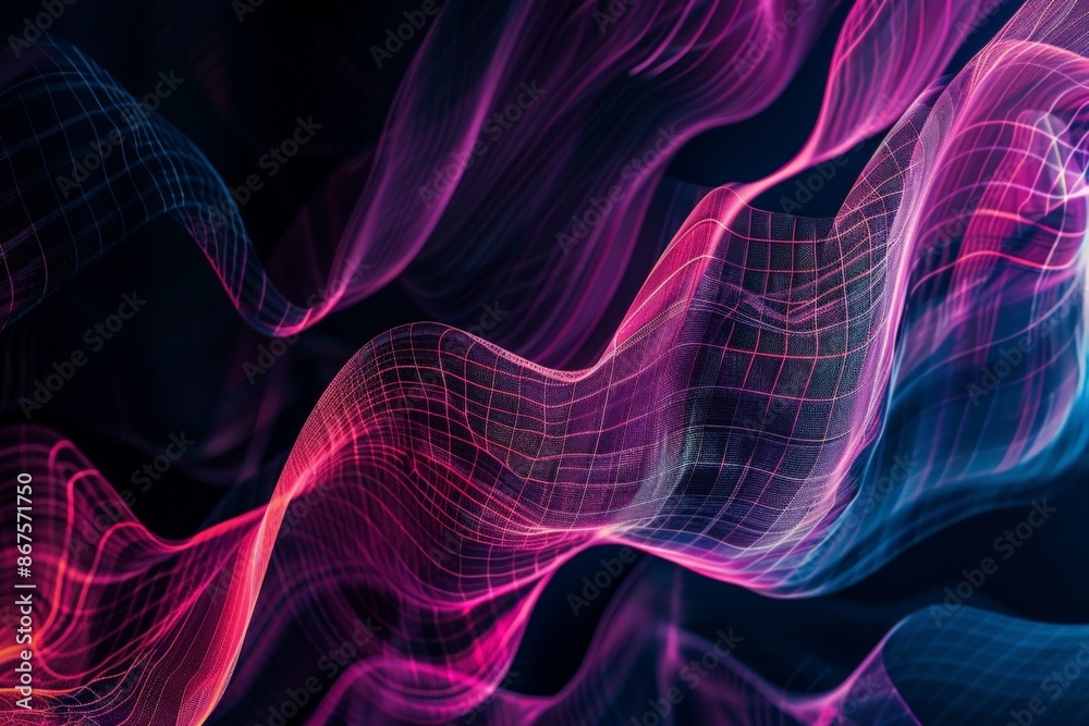 Fototapeta premium Vibrant Digital Abstract with Pink and Purple Lines and Curves