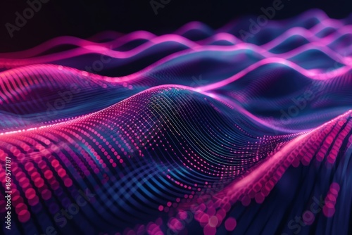Vibrant Digital Waves with a Purple Glow
