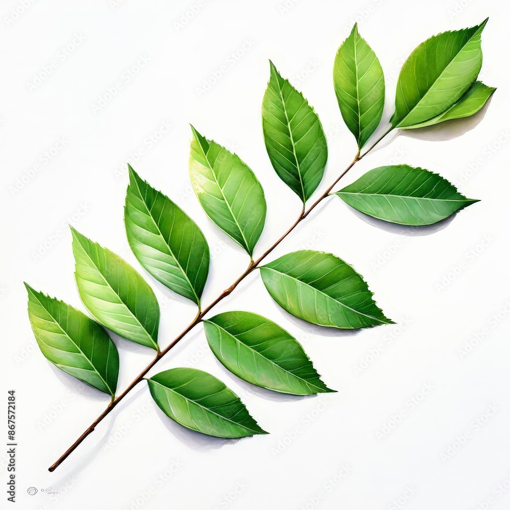 Fototapeta premium A acacia leaf isolated on white background.