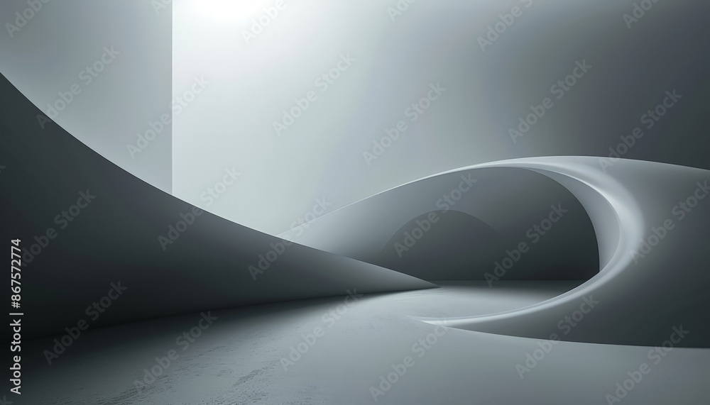 Modern Architectural Design: Curved Concrete Wall with Minimalist Lighting Modern Architectural Design: Curved Concrete Wall with Minimalist Lighting