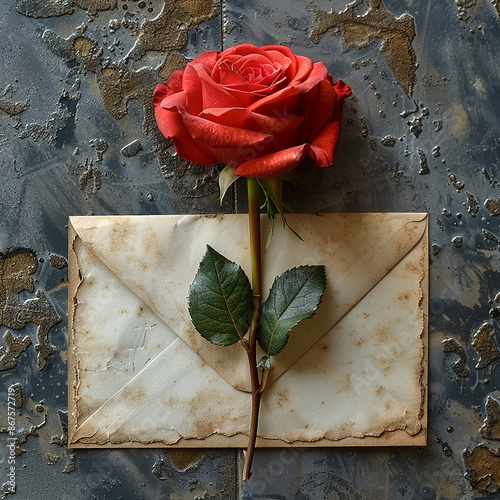 a beautiful rose with a love letter made with generative ai