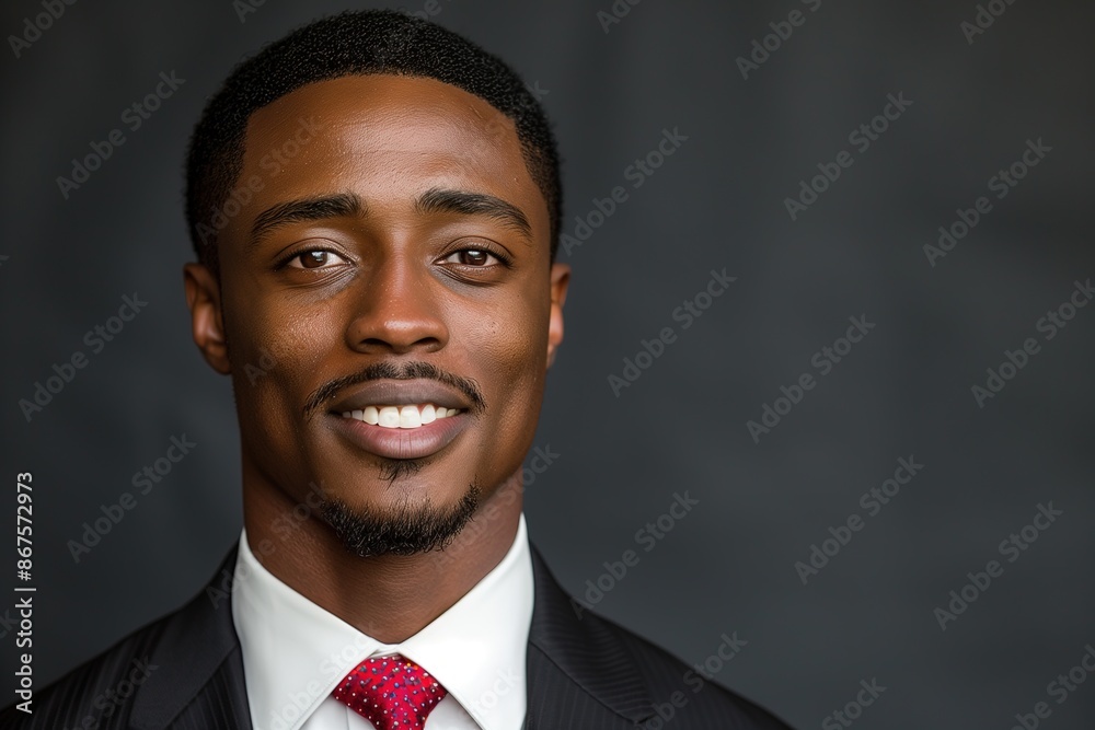 Smiling Young Businessman in Suit with Red Tie, Professional Portrait with Dark Background
Smiling Young Businessman in Suit with Red Tie, Professional Portrait with Dark Background
