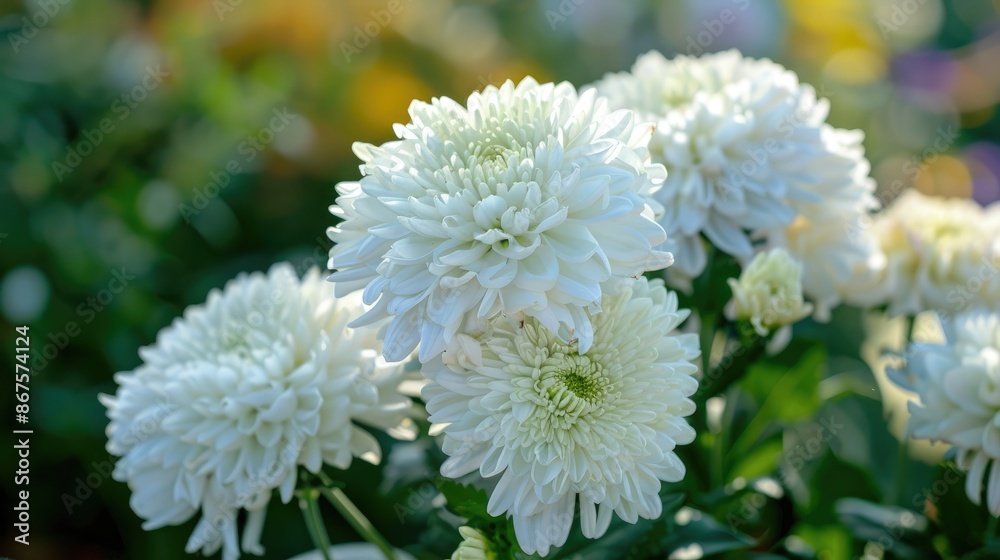 White aster flowers in garden White aster flowers in garden