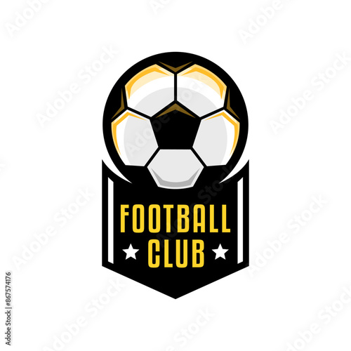 football logo badge with a soccer ball illustration. sport team logo vector template.