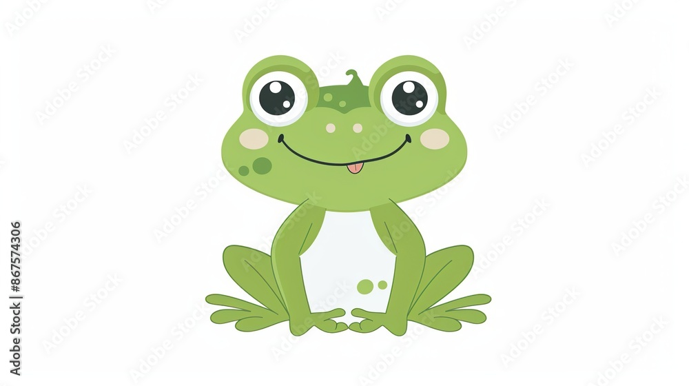 Cartoon Illustration of a Smiling Green Frog Cartoon Illustration of a Smiling Green Frog