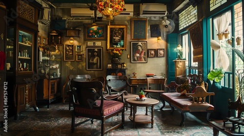 Cozy Classic Thai Coffee Shop with Warm Vintage Atmosphere photo