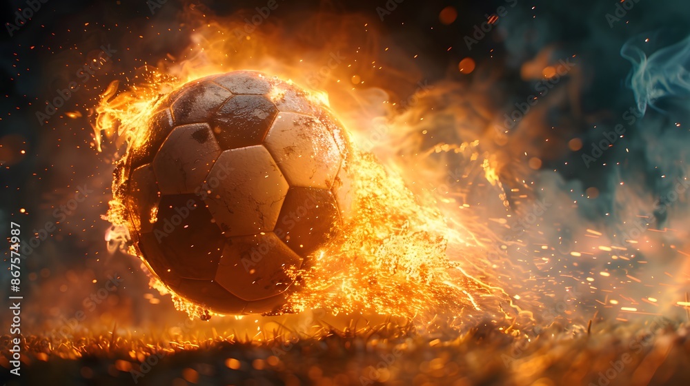 Fototapeta premium Flaming Soccer Ball.