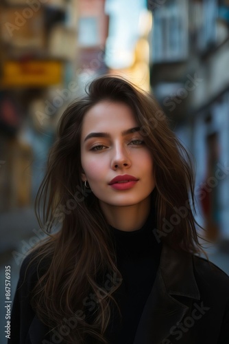 Free Download A woman in black standing in an alleyway. - GFXLoad