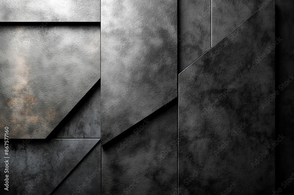 Abstract dark textured panels on a dark background, conveying a minimalist and modern concept. Generative AI Abstract dark textured panels on a dark background, conveying a minimalist and modern concept. Generative AI