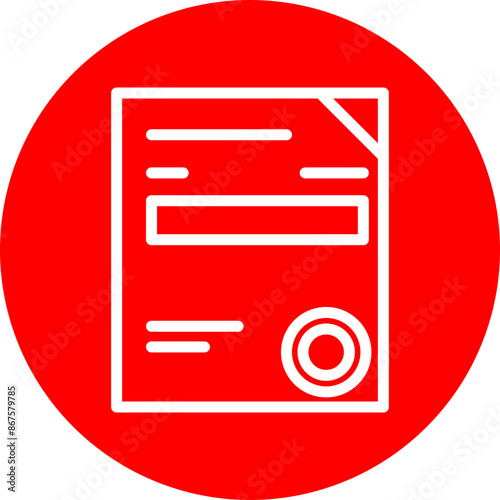 Document (for invoices) Vector Line White Circle Red