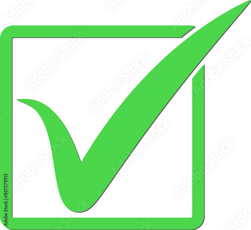 Green tick. Green check mark. Tick symbol, icon, sign in green color. Done. Stock vector illustration.