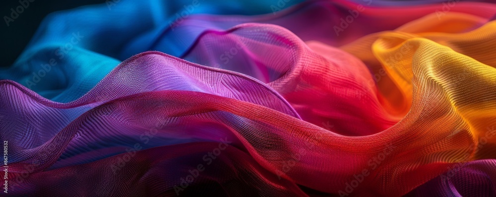 Obraz premium Vibrant Abstract Art with Colorful Waves and Ripples