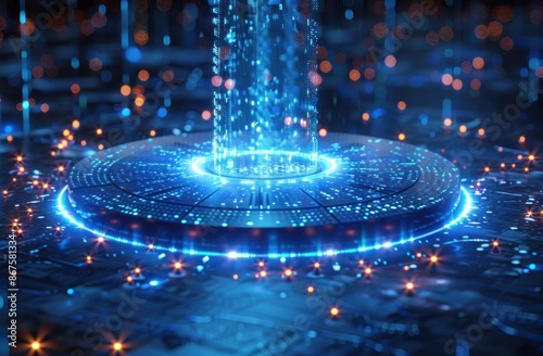 Wallpaper Mural Futuristic Sci-Fi Interface with Blue Glowing Lights Torontodigital.ca