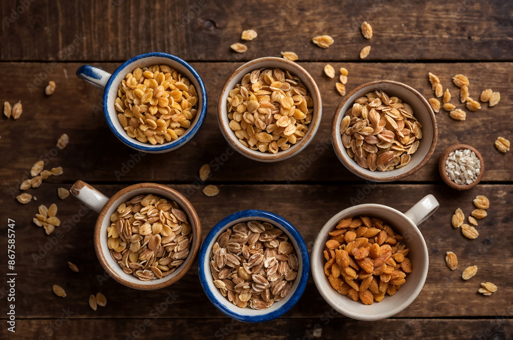 Cereal Symphony: A Colorful Breakfast Feast from Above Cereal Symphony: A Colorful Breakfast Feast from Above