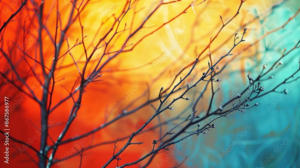 Obraz premium Flourishing branches against a bright backdrop