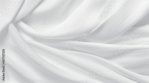 An elegant piece of white silk fabric, characterized by flowing folds and soft textures, perfect for adding a touch of luxury and sophistication to any design or fashion project.