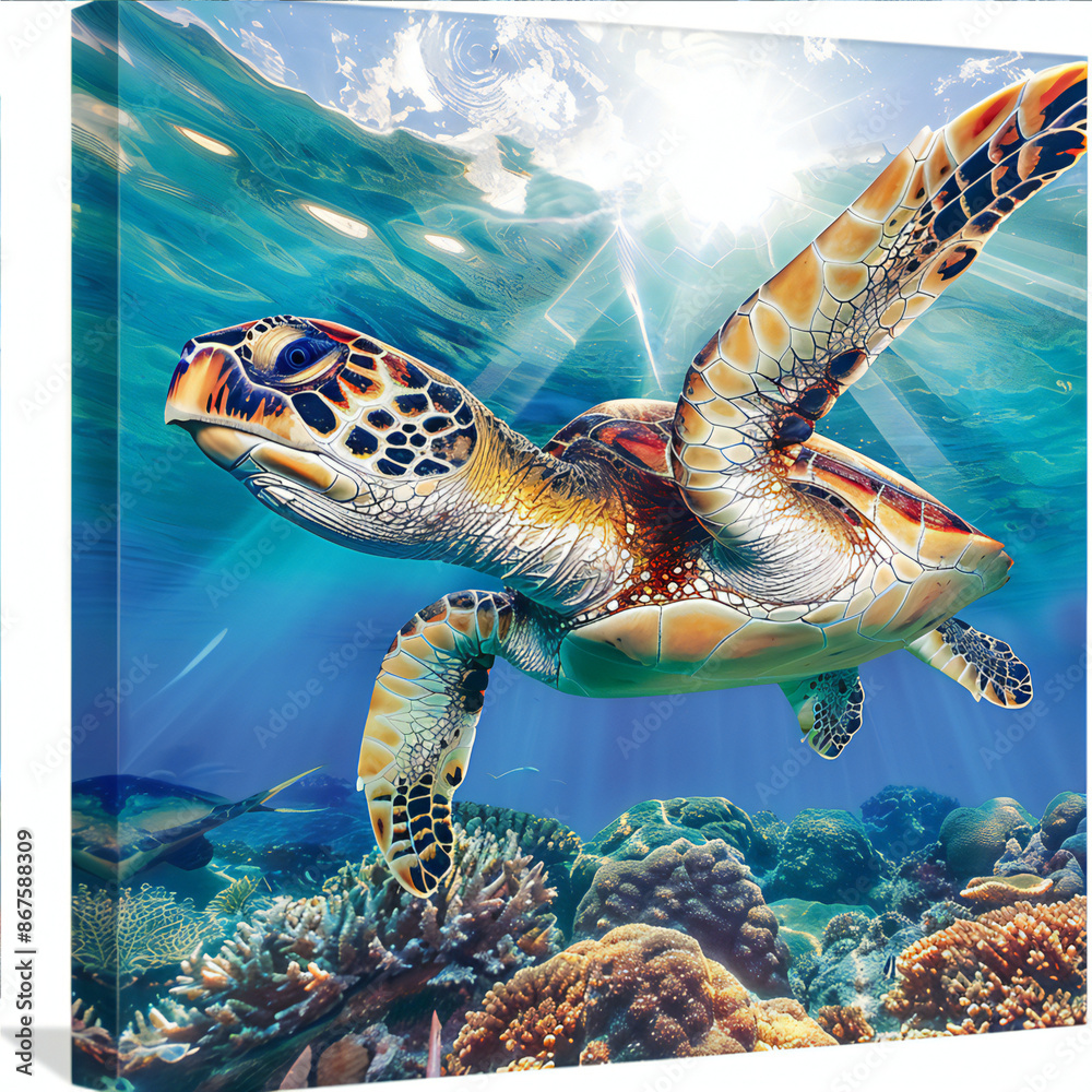Fototapeta premium Tranquil Depths Majestic Ancient Sea Turtle Wallpaper