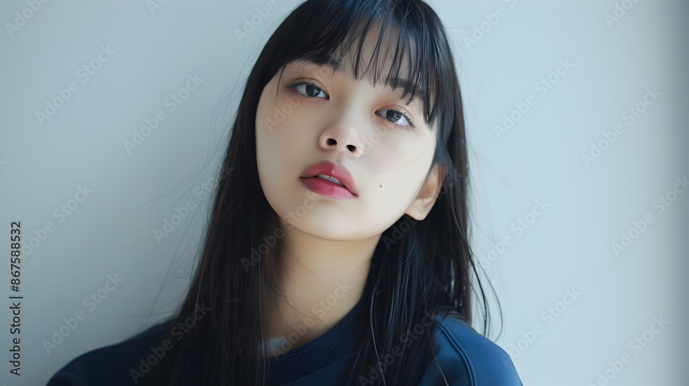 Elegant Asian Woman in Stylish Beauty Portrait