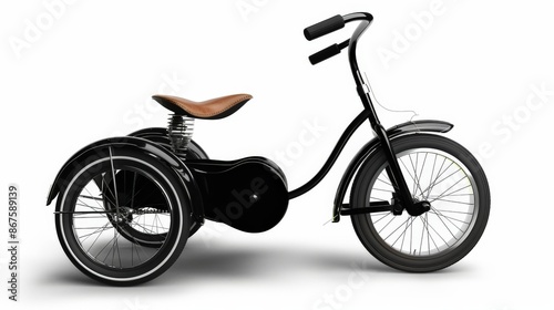 Tricycle black ornament isolated background.