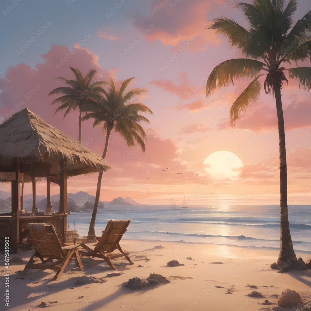 Fototapeta premium Tranquil Sunset on a Tropical Beach