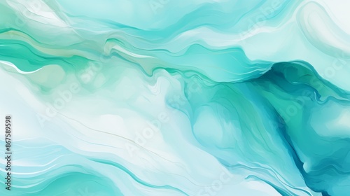 Wallpaper Mural This artwork features a striking deep blue-green marble pattern with fluid waves, blending various shades and creating a visually appealing, artistic design suitable for various decor. Torontodigital.ca