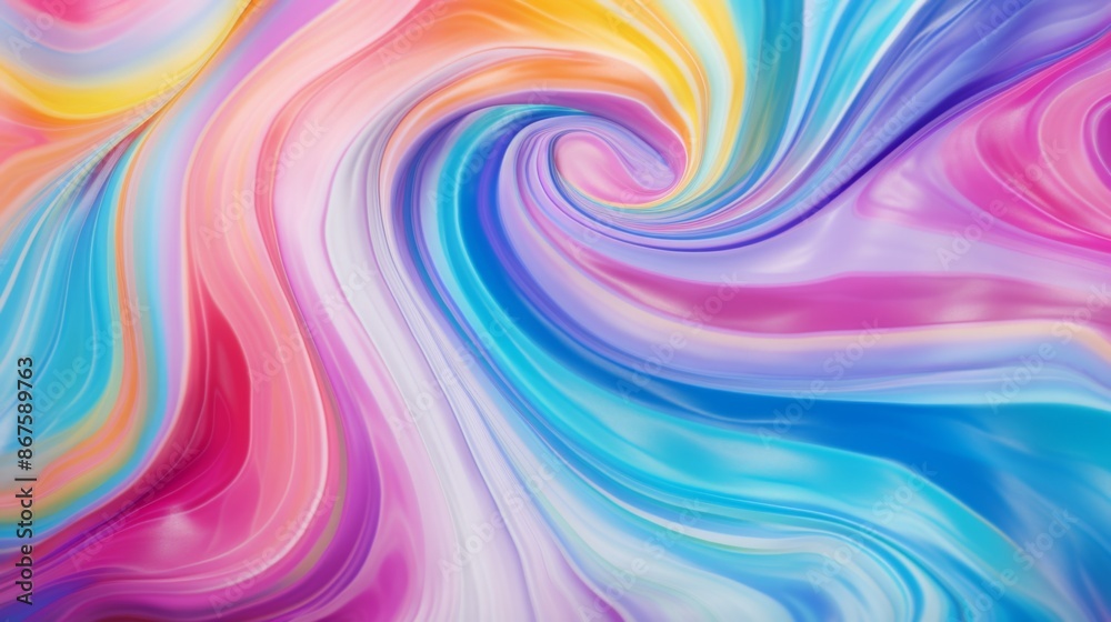 Fototapeta premium A colorful whirlpool of pink, blue, yellow, and purple hues creating a captivating abstract scene filled with vibrant energy and dynamic motion.