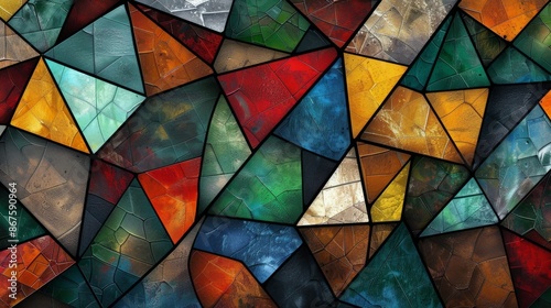 Abstract Colorful Triangle Pattern Wall Art