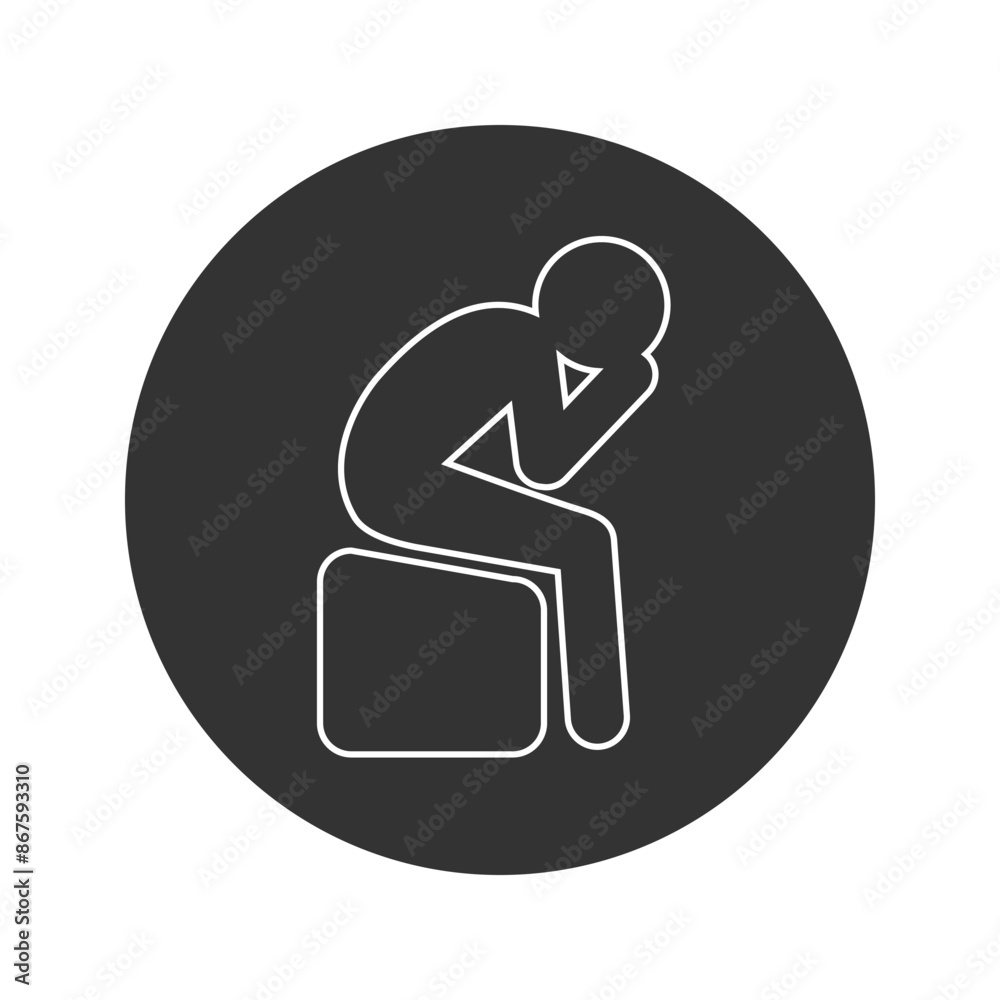 Depression line icon symbol. Premium quality isolated sadness element in trendy style vector Depression line icon symbol. Premium quality isolated sadness element in trendy style vector