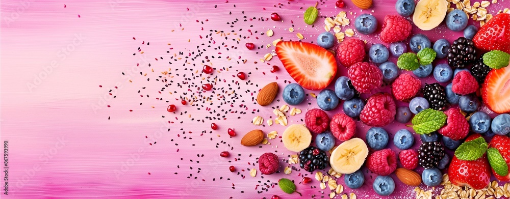 A berry-themed background with copy space. A berry-themed background with copy space.