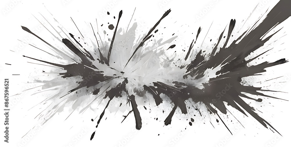 Dynamic black and white splatter on a light background. Dynamic black and white splatter on a light background.