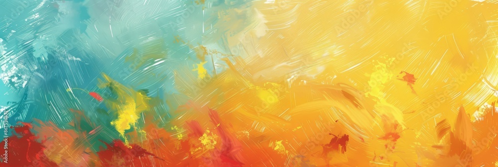 Vibrant painting with a dynamic blend of blue, yellow, and red hues in an abstract and artistic background Vibrant painting with a dynamic blend of blue, yellow, and red hues in an abstract and artistic background