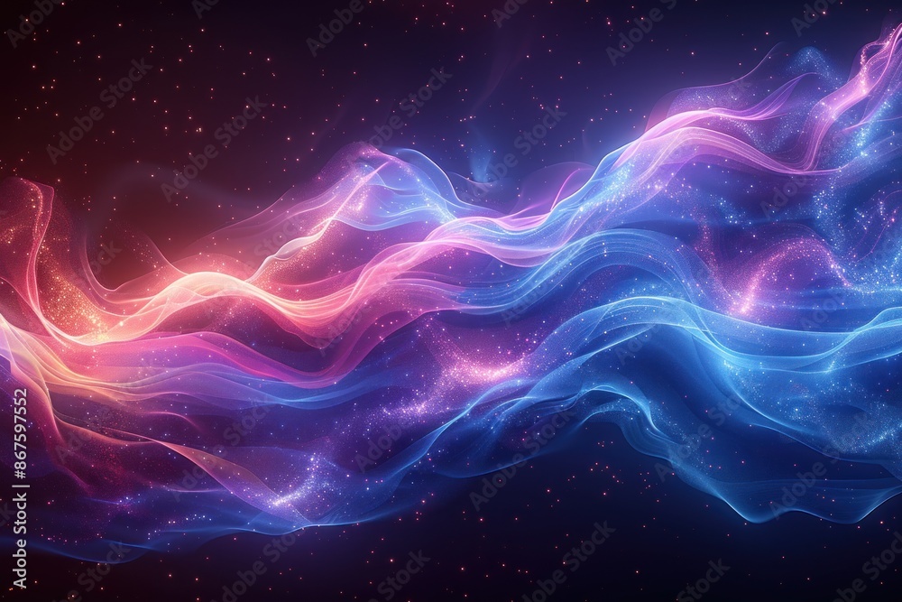 Abstract Glowing Waves with Cosmic Sparkle Abstract Glowing Waves with Cosmic Sparkle