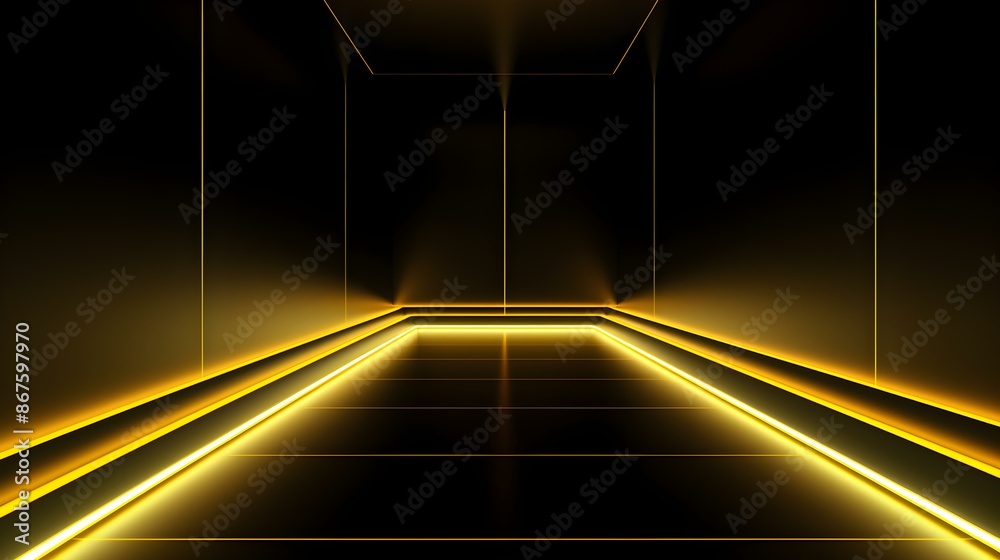 Obraz premium Abstract Stage with yellow Neon Lights. Empty Space for Product Presentation