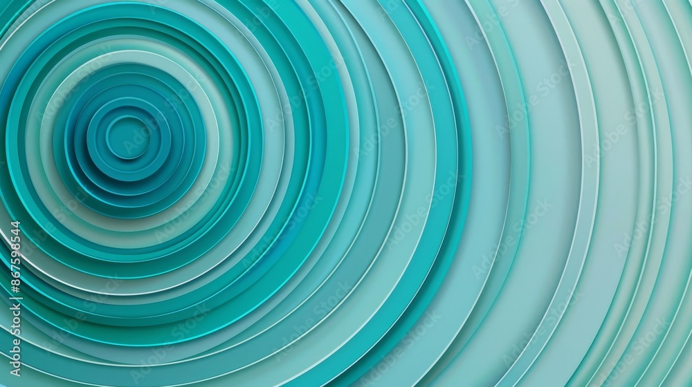 Modern geometric concentric circles gradient art in teal and turquoise on light grey background Modern geometric concentric circles gradient art in teal and turquoise on light grey background