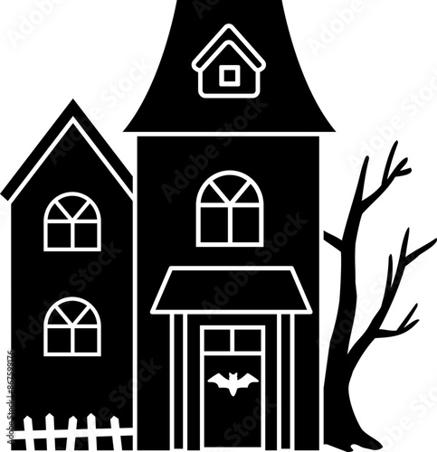 Halloween haunted house silhouette vector