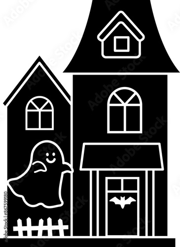 Halloween haunted house silhouette vector
