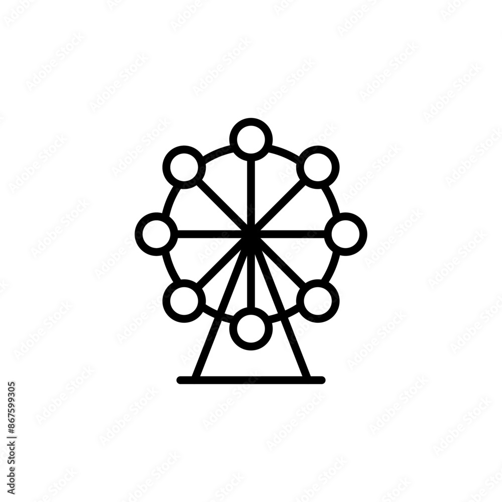 Ferris Wheel Icon Set Amusement Park Illustrations for Festivals and Events