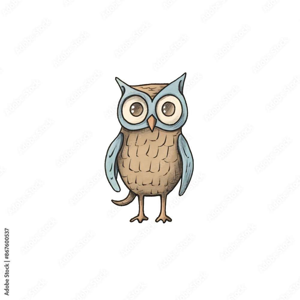 Fototapeta premium Watercolor Cute Owl Die Cut PNG Style Isolated on White and Transparent Background