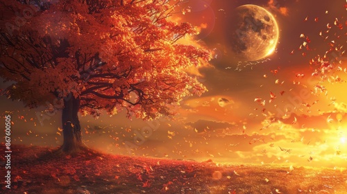 autumnal equinox background concept. copy space
