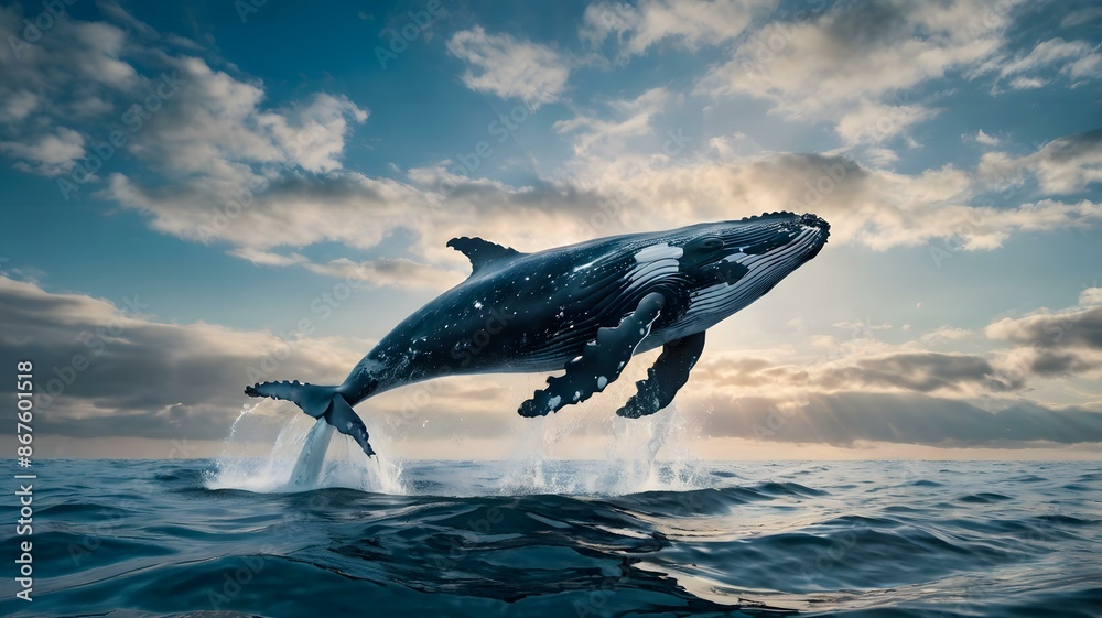 Fototapeta premium 空飛ぶクジラ