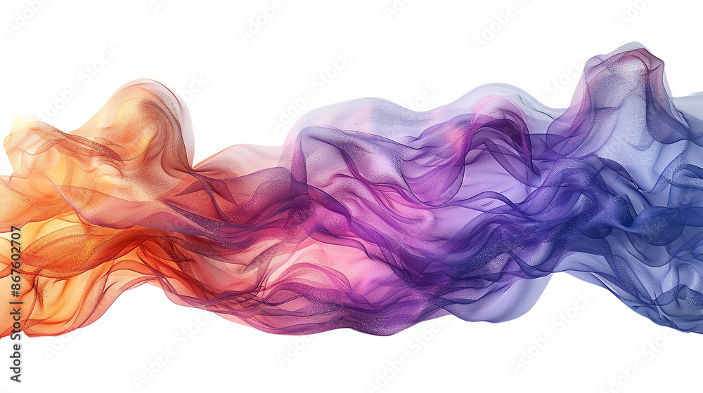 Obraz premium The image shows a multicolored smoke-like formation with a transparent background. isolate on white background